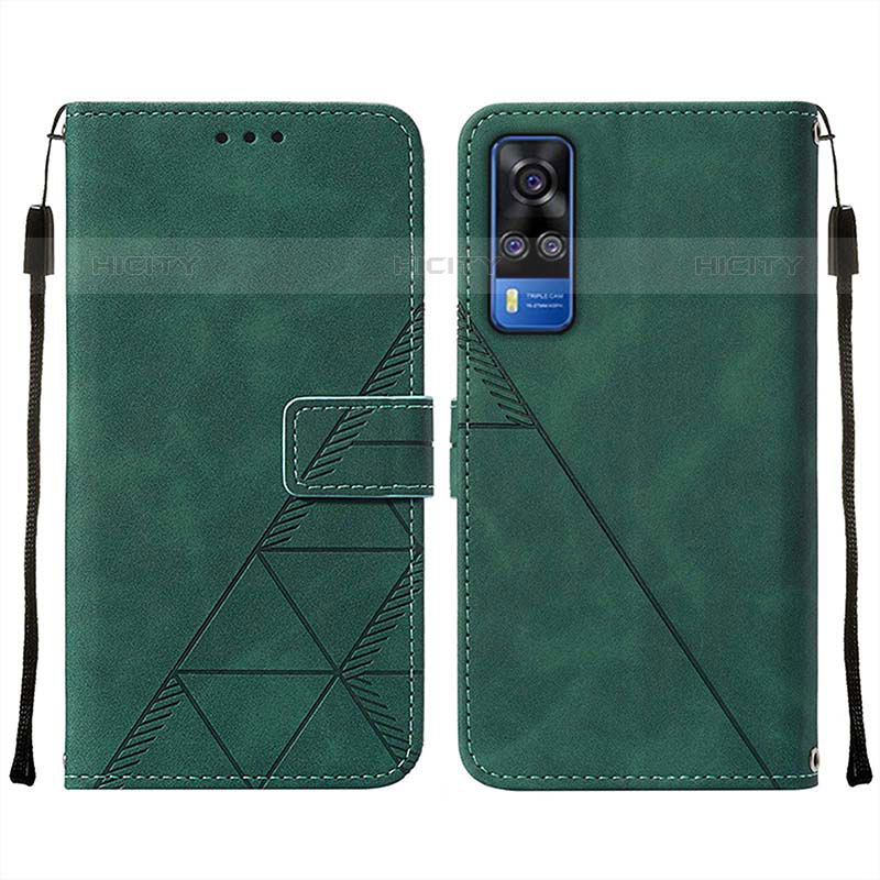 Custodia Portafoglio In Pelle Cover con Supporto Y01B per Vivo Y51A Verde