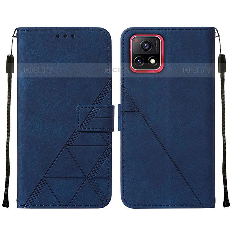 Custodia Portafoglio In Pelle Cover con Supporto Y01B per Vivo Y52s 5G Blu