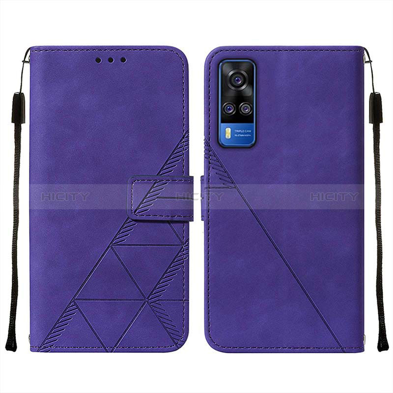 Custodia Portafoglio In Pelle Cover con Supporto Y01B per Vivo Y53s 4G Viola