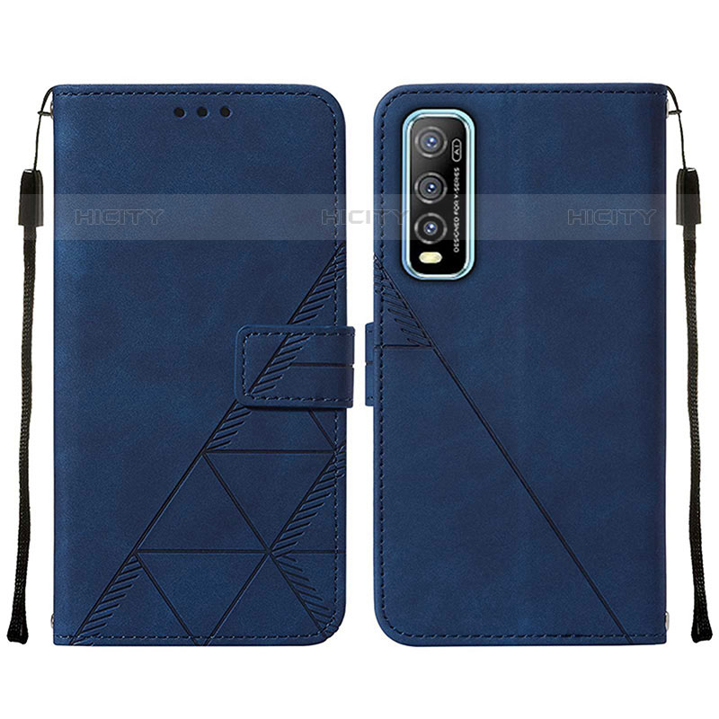 Custodia Portafoglio In Pelle Cover con Supporto Y01B per Vivo Y70S 5G Blu