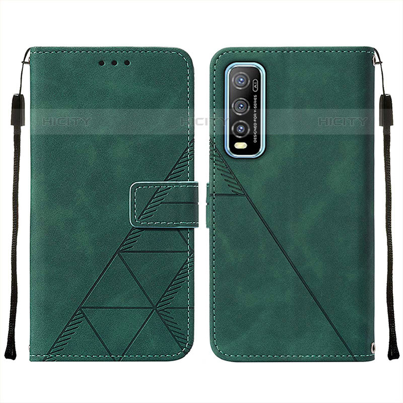 Custodia Portafoglio In Pelle Cover con Supporto Y01B per Vivo Y70S 5G Verde