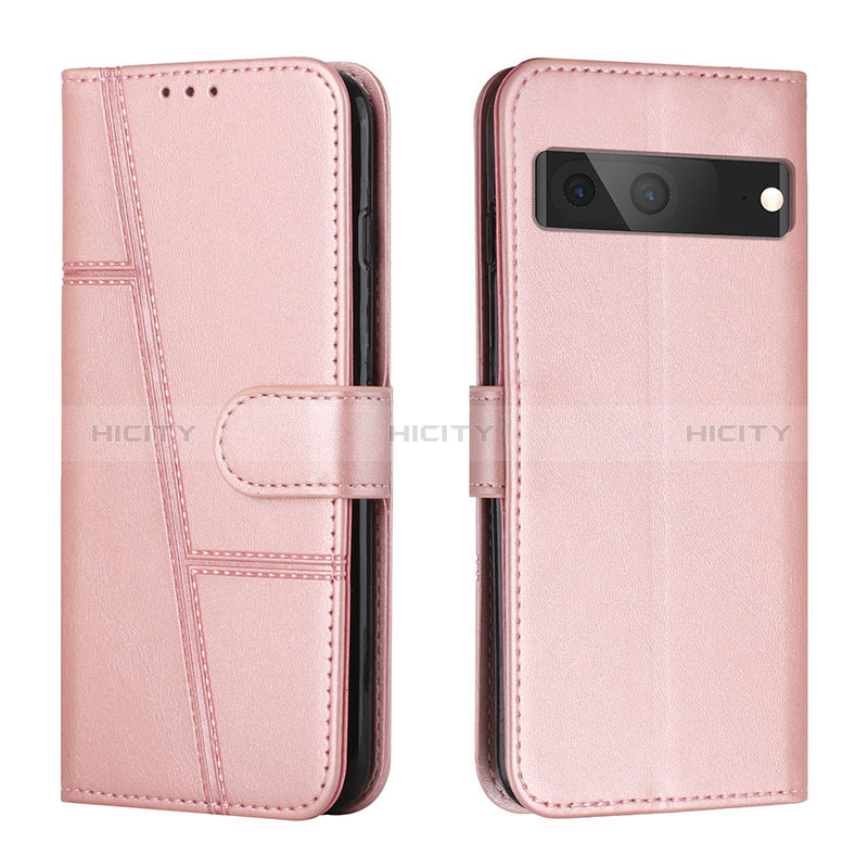 Custodia Portafoglio In Pelle Cover con Supporto Y01X per Google Pixel 7 5G Oro Rosa