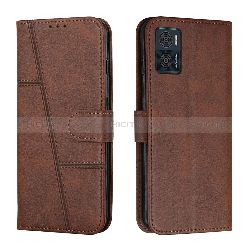 Custodia Portafoglio In Pelle Cover con Supporto Y01X per Motorola Moto E22 Marrone