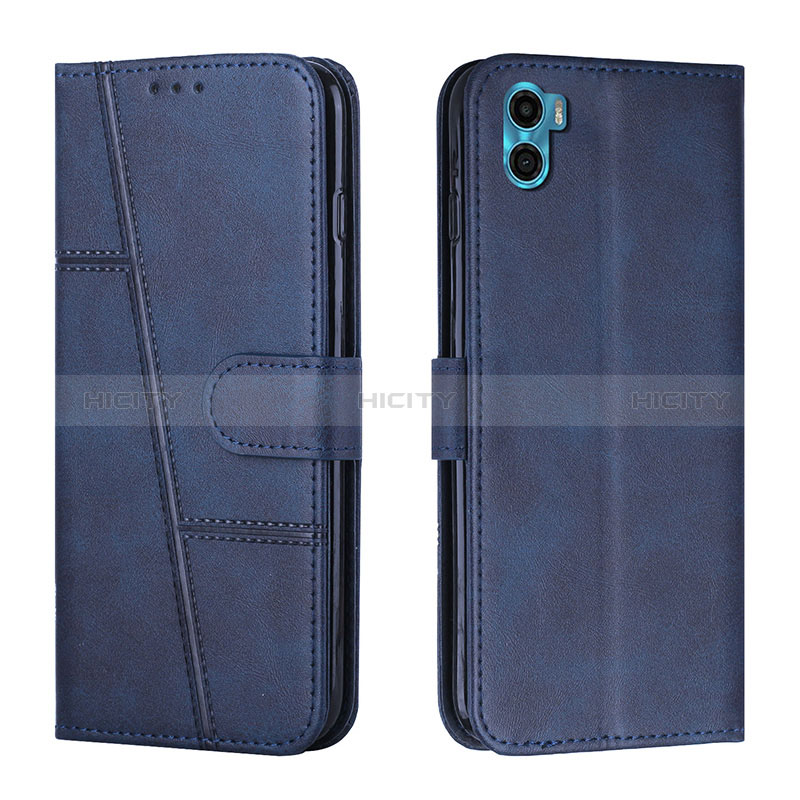 Custodia Portafoglio In Pelle Cover con Supporto Y01X per Motorola Moto E22S Blu