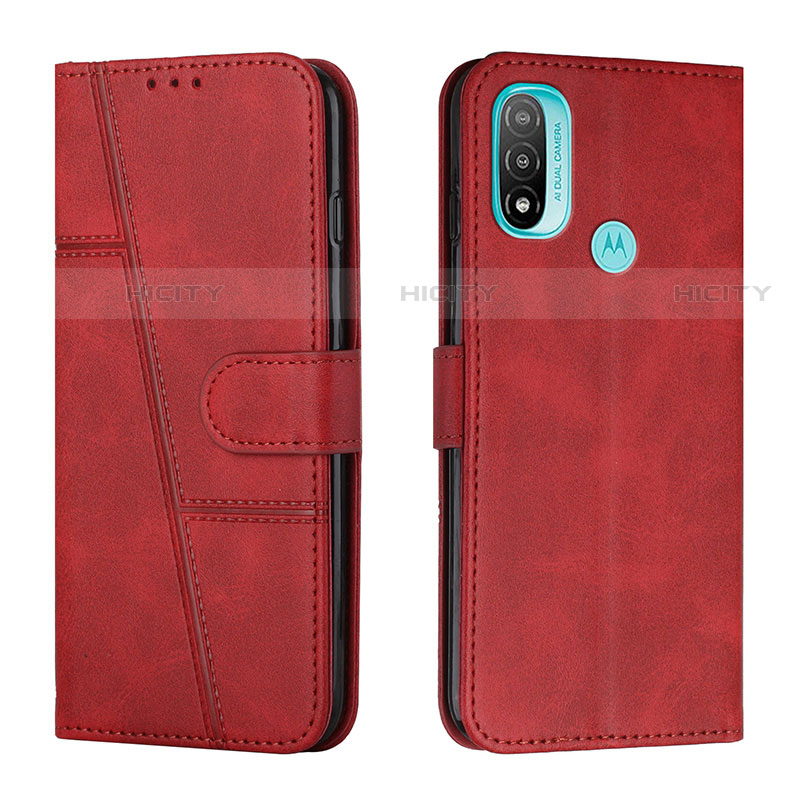 Custodia Portafoglio In Pelle Cover con Supporto Y01X per Motorola Moto E30 Rosso