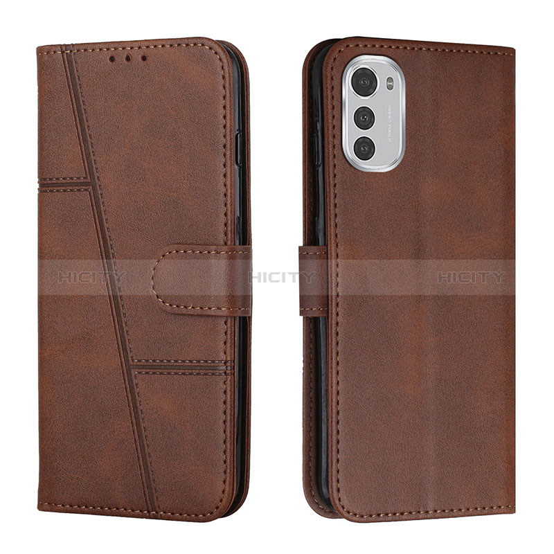 Custodia Portafoglio In Pelle Cover con Supporto Y01X per Motorola Moto E32 Marrone