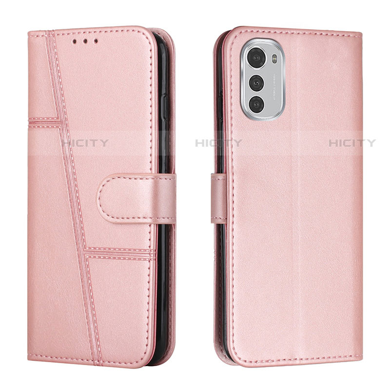 Custodia Portafoglio In Pelle Cover con Supporto Y01X per Motorola Moto E32 Oro Rosa