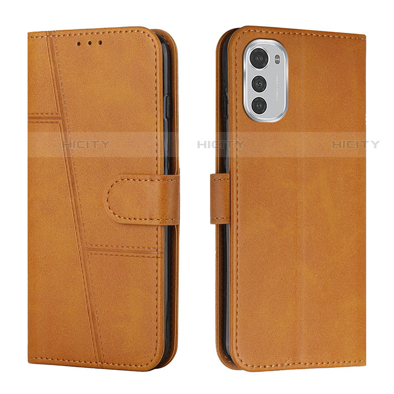 Custodia Portafoglio In Pelle Cover con Supporto Y01X per Motorola Moto E32s Marrone Chiaro