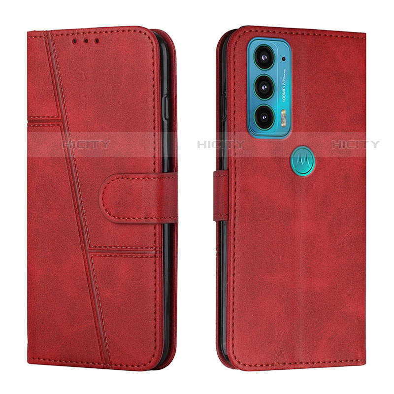 Custodia Portafoglio In Pelle Cover con Supporto Y01X per Motorola Moto Edge 20 5G Rosso