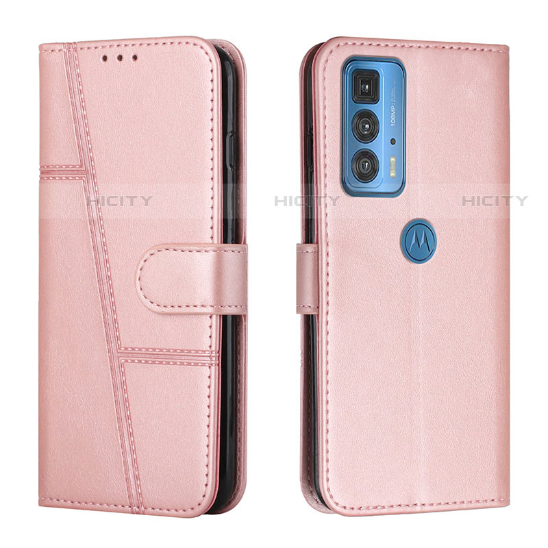 Custodia Portafoglio In Pelle Cover con Supporto Y01X per Motorola Moto Edge 20 Pro 5G Oro Rosa