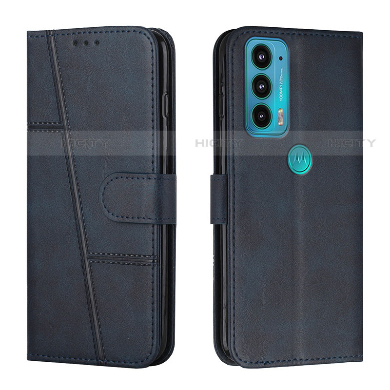 Custodia Portafoglio In Pelle Cover con Supporto Y01X per Motorola Moto Edge Lite 5G Blu