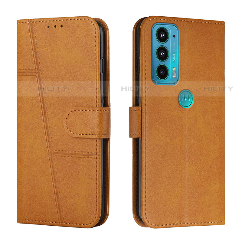 Custodia Portafoglio In Pelle Cover con Supporto Y01X per Motorola Moto Edge Lite 5G Marrone Chiaro