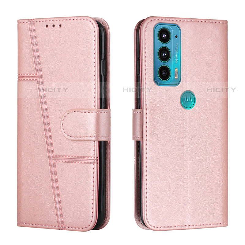 Custodia Portafoglio In Pelle Cover con Supporto Y01X per Motorola Moto Edge Lite 5G Oro Rosa