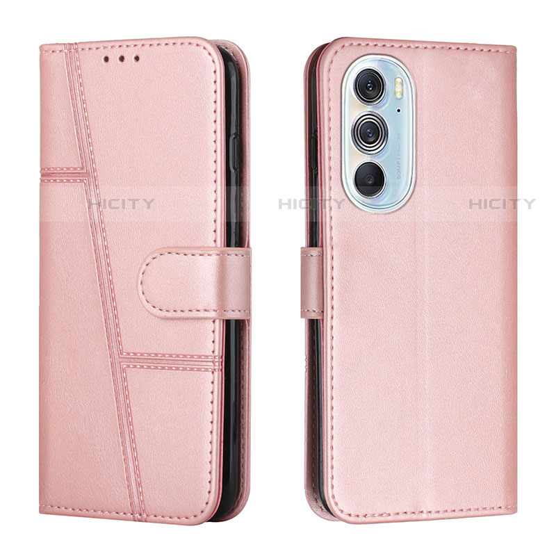 Custodia Portafoglio In Pelle Cover con Supporto Y01X per Motorola Moto Edge Plus (2022) 5G Oro Rosa