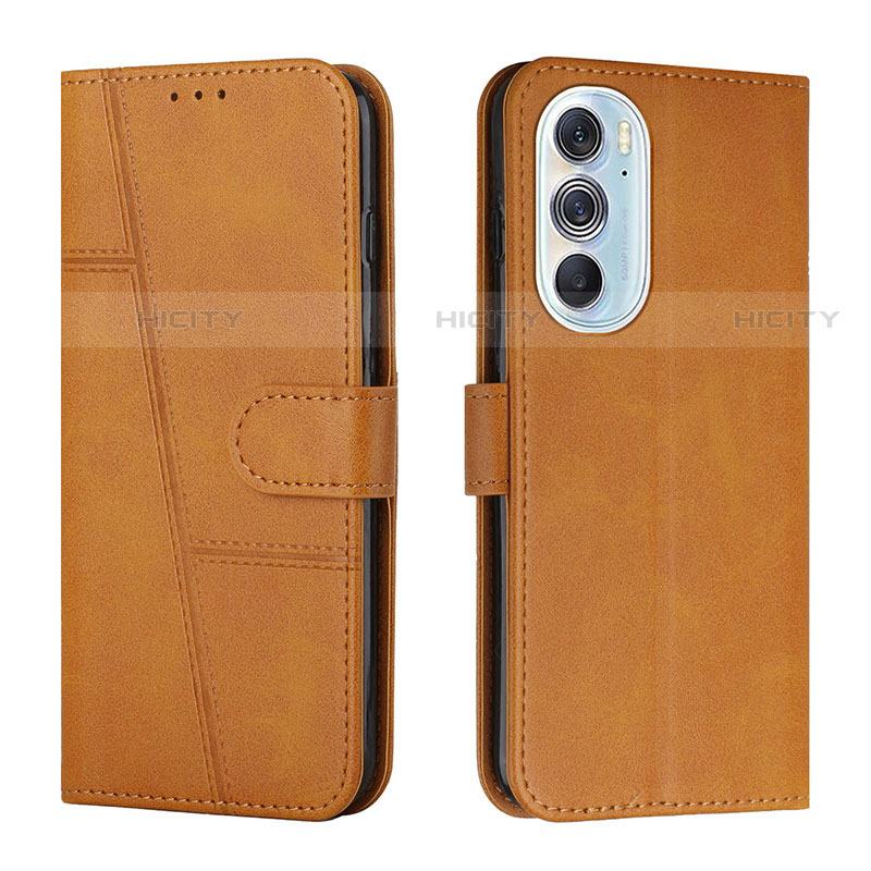 Custodia Portafoglio In Pelle Cover con Supporto Y01X per Motorola Moto Edge X30 5G Marrone Chiaro