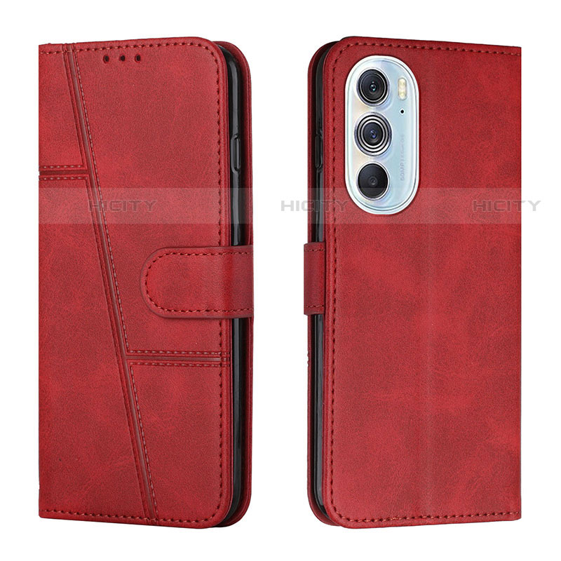 Custodia Portafoglio In Pelle Cover con Supporto Y01X per Motorola Moto Edge X30 5G Rosso