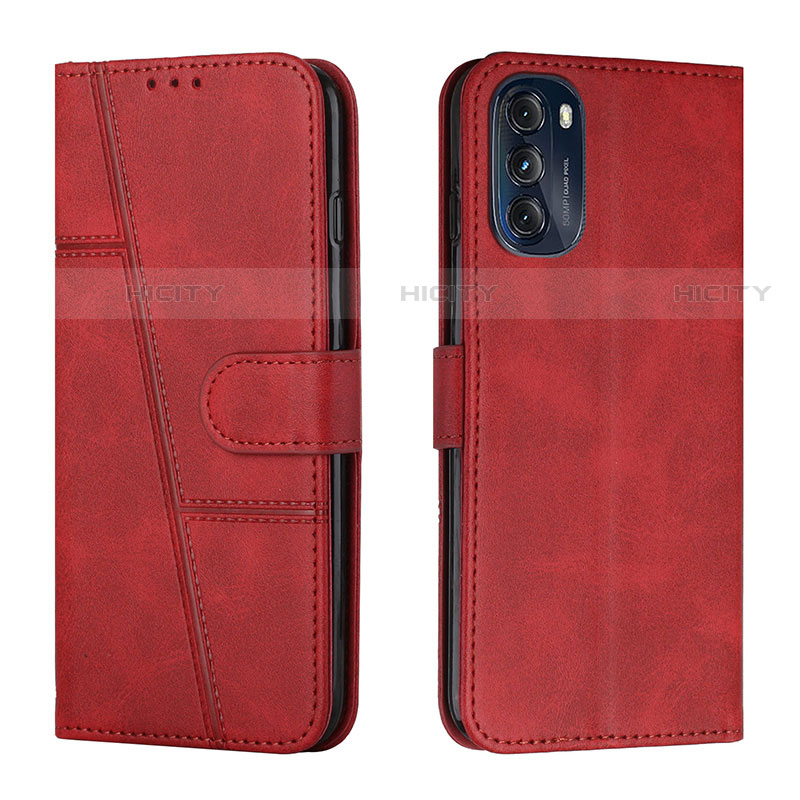 Custodia Portafoglio In Pelle Cover con Supporto Y01X per Motorola Moto G 5G (2022) Rosso