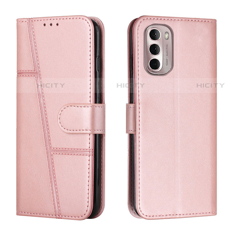 Custodia Portafoglio In Pelle Cover con Supporto Y01X per Motorola Moto G Stylus (2022) 4G Oro Rosa