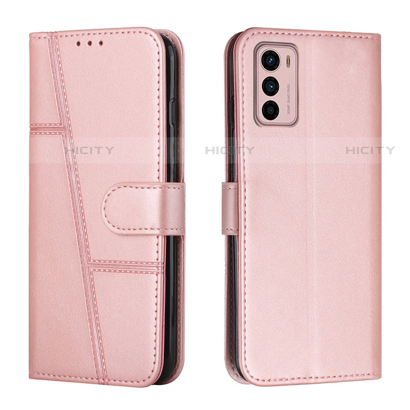 Custodia Portafoglio In Pelle Cover con Supporto Y01X per Motorola Moto G42 Oro Rosa