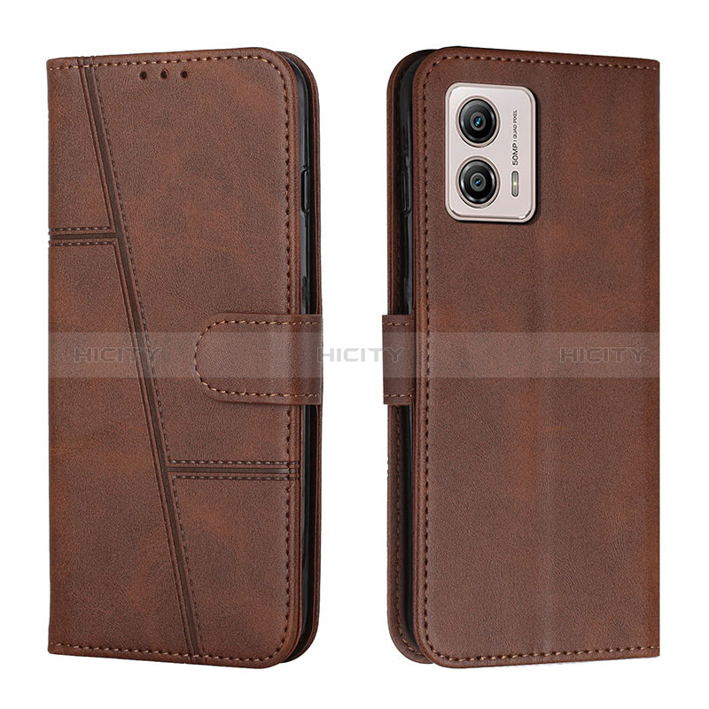 Custodia Portafoglio In Pelle Cover con Supporto Y01X per Motorola Moto G53 5G Marrone