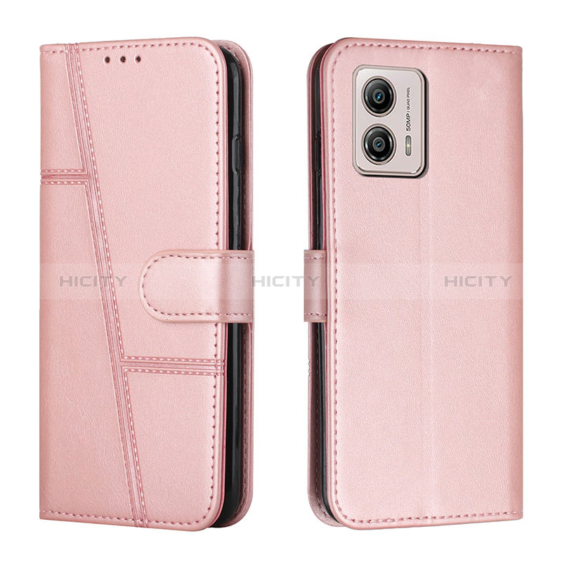 Custodia Portafoglio In Pelle Cover con Supporto Y01X per Motorola Moto G53 5G Oro Rosa