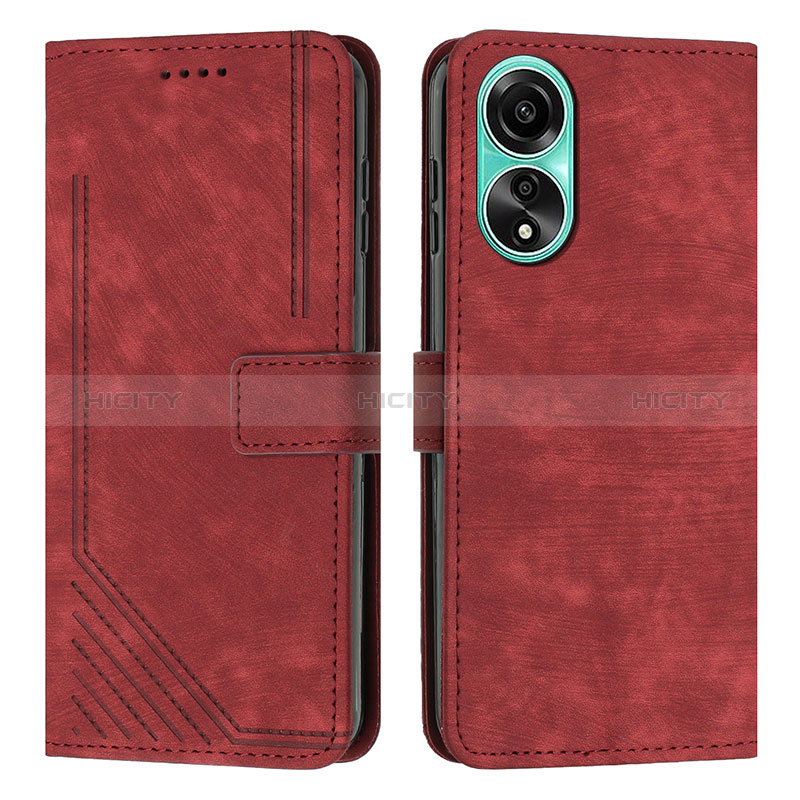 Custodia Portafoglio In Pelle Cover con Supporto Y01X per Oppo A38 Rosso