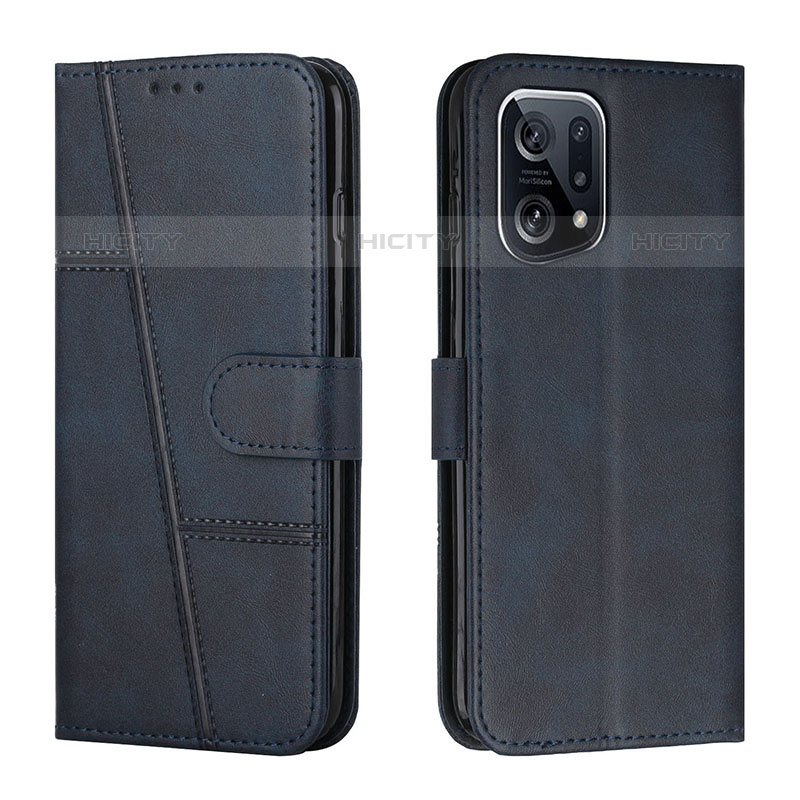 Custodia Portafoglio In Pelle Cover con Supporto Y01X per Oppo Find X5 Pro 5G Blu