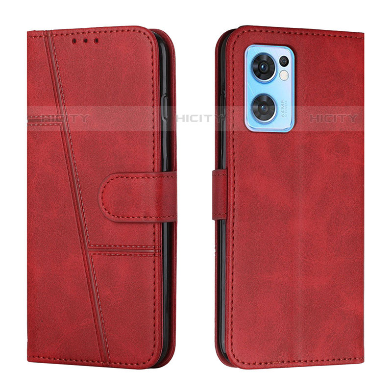 Custodia Portafoglio In Pelle Cover con Supporto Y01X per Oppo Reno7 5G Rosso