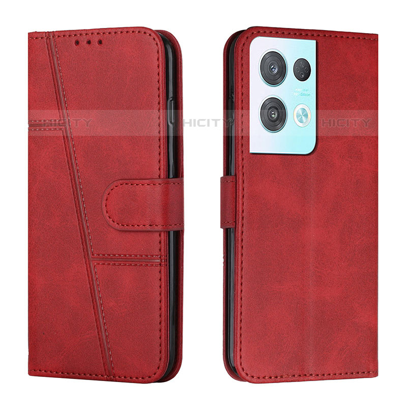 Custodia Portafoglio In Pelle Cover con Supporto Y01X per Oppo Reno8 Pro 5G Rosso