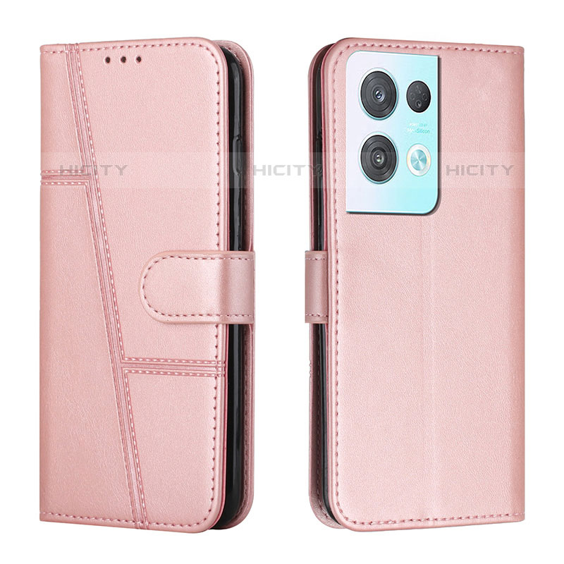 Custodia Portafoglio In Pelle Cover con Supporto Y01X per Oppo Reno8 Pro+ Plus 5G Oro Rosa