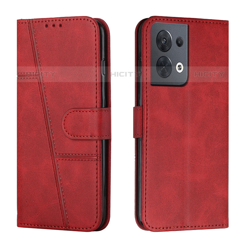 Custodia Portafoglio In Pelle Cover con Supporto Y01X per Oppo Reno9 5G Rosso