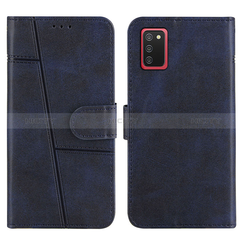 Custodia Portafoglio In Pelle Cover con Supporto Y01X per Samsung Galaxy A02s Blu