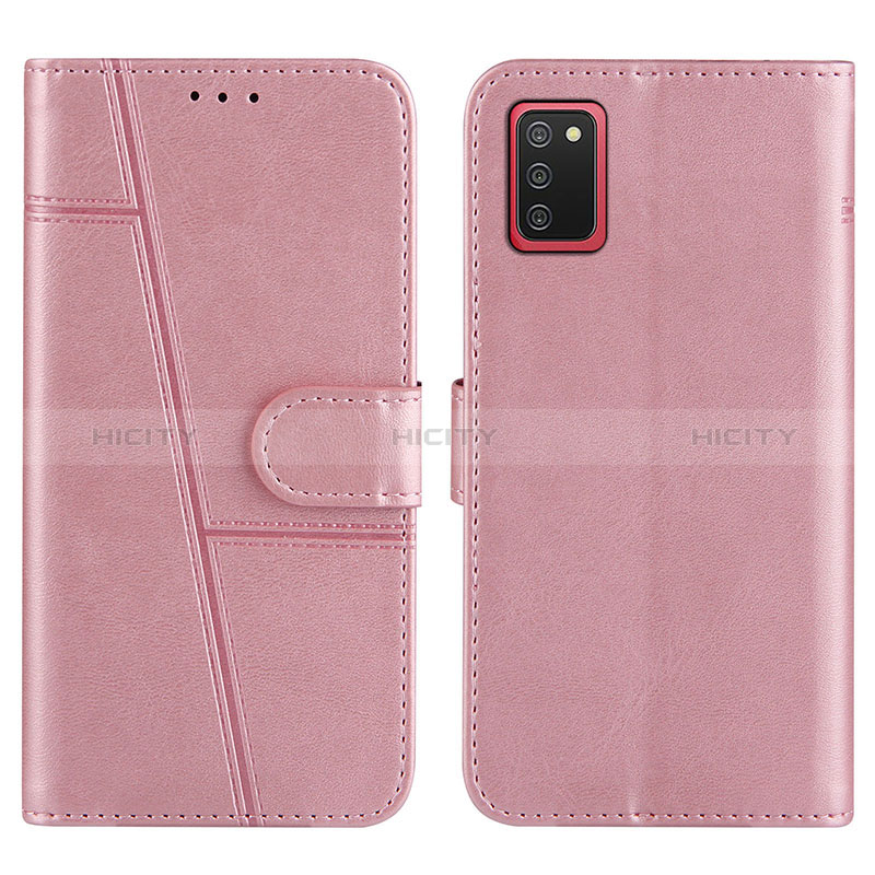 Custodia Portafoglio In Pelle Cover con Supporto Y01X per Samsung Galaxy A02s Oro Rosa