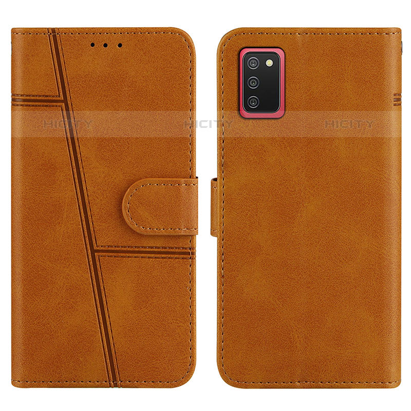 Custodia Portafoglio In Pelle Cover con Supporto Y01X per Samsung Galaxy M02s Marrone Chiaro