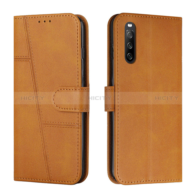 Custodia Portafoglio In Pelle Cover con Supporto Y01X per Sony Xperia 10 V Marrone Chiaro