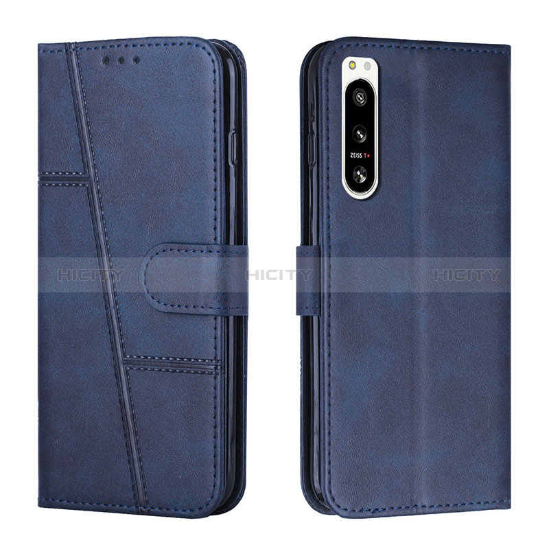 Custodia Portafoglio In Pelle Cover con Supporto Y01X per Sony Xperia 5 IV Blu