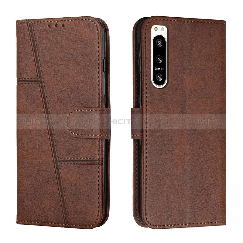 Custodia Portafoglio In Pelle Cover con Supporto Y01X per Sony Xperia 5 IV Marrone