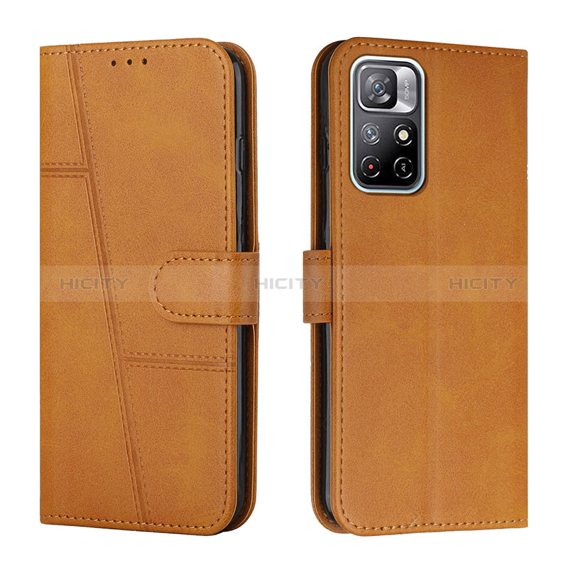 Custodia Portafoglio In Pelle Cover con Supporto Y01X per Xiaomi Redmi Note 11 5G Marrone Chiaro