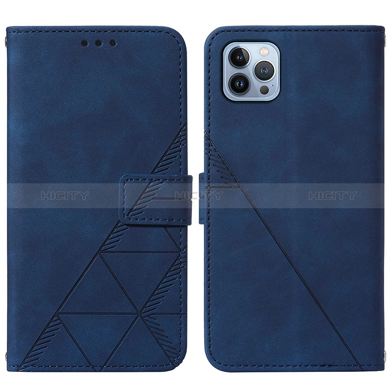 Custodia Portafoglio In Pelle Cover con Supporto Y02B per Apple iPhone 15 Pro Max Blu