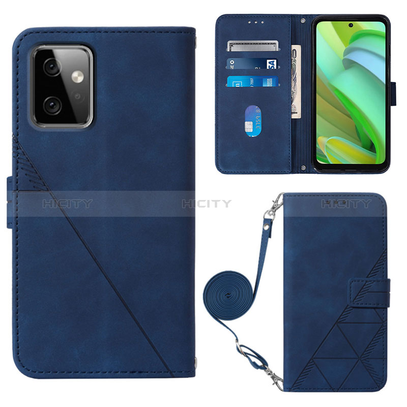 Custodia Portafoglio In Pelle Cover con Supporto Y02B per Motorola Moto G Power 5G (2023) Blu