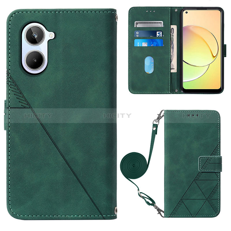 Custodia Portafoglio In Pelle Cover con Supporto Y02B per Realme 10 4G Verde