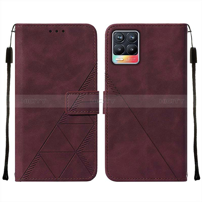 Custodia Portafoglio In Pelle Cover con Supporto Y02B per Realme 8 4G Rosso