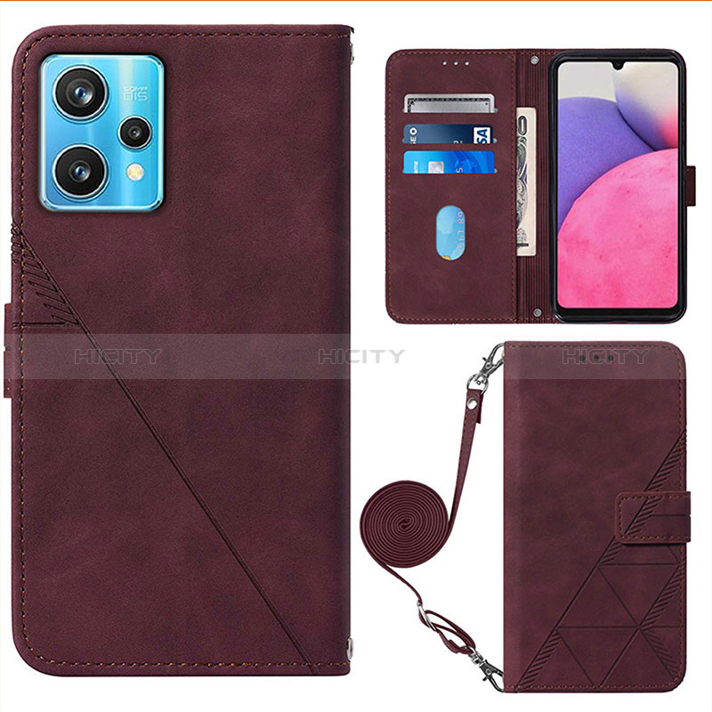 Custodia Portafoglio In Pelle Cover con Supporto Y02B per Realme 9 4G Rosso