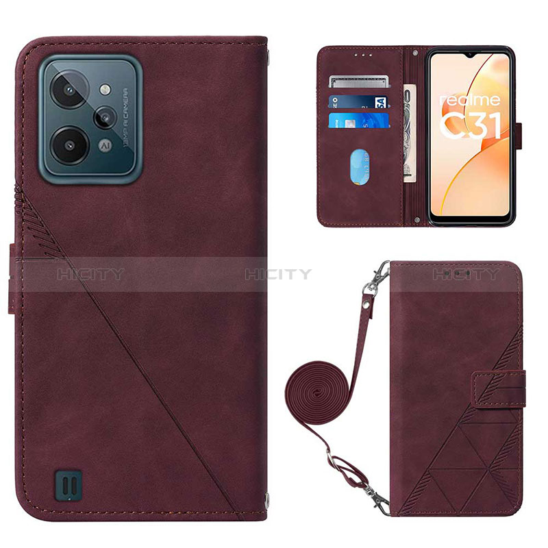 Custodia Portafoglio In Pelle Cover con Supporto Y02B per Realme C31