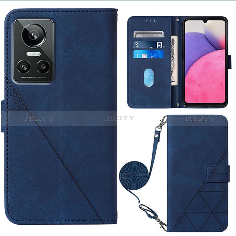 Custodia Portafoglio In Pelle Cover con Supporto Y02B per Realme GT Neo3 5G Blu