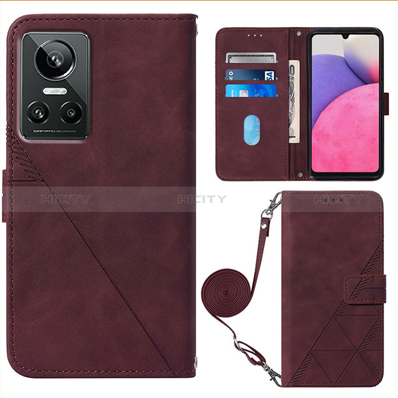 Custodia Portafoglio In Pelle Cover con Supporto Y02B per Realme GT Neo3 5G Rosso