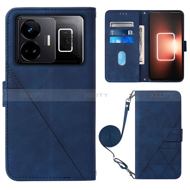 Custodia Portafoglio In Pelle Cover con Supporto Y02B per Realme GT Neo5 240W 5G Blu