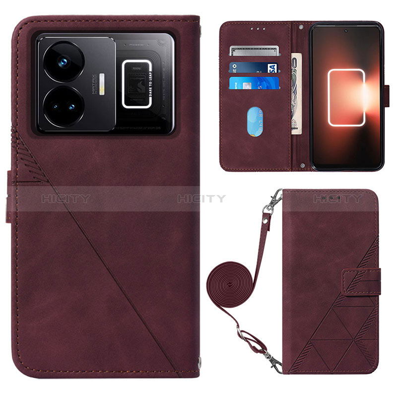 Custodia Portafoglio In Pelle Cover con Supporto Y02B per Realme GT Neo5 240W 5G Rosso