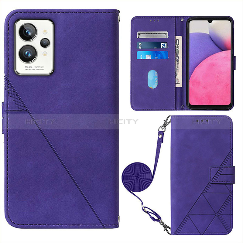 Custodia Portafoglio In Pelle Cover con Supporto Y02B per Realme GT2 Pro 5G Viola