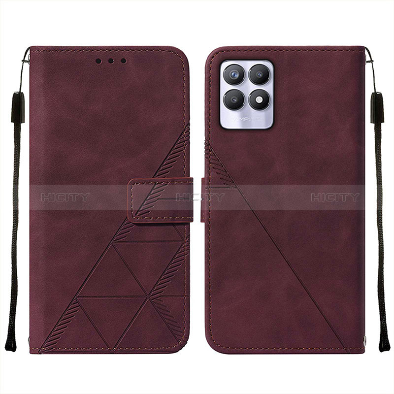 Custodia Portafoglio In Pelle Cover con Supporto Y02B per Realme Narzo 50 4G Rosso